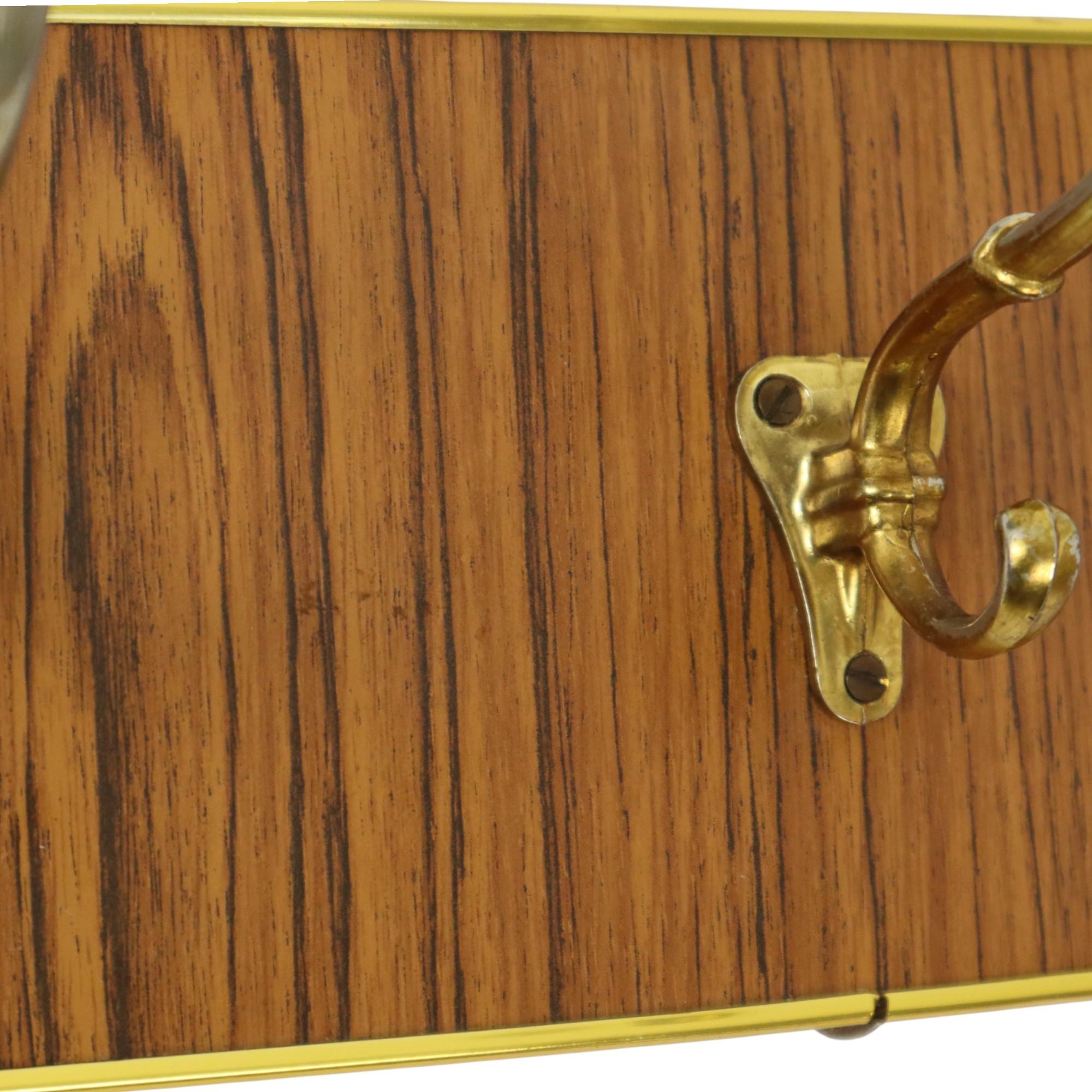 Vintage Rockabilly Coat Rack Fifties Design Wood Veneer Gold For Sale 3