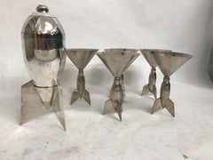 Vintage Rocket Ship Martini Set Signed '6 Pieces'