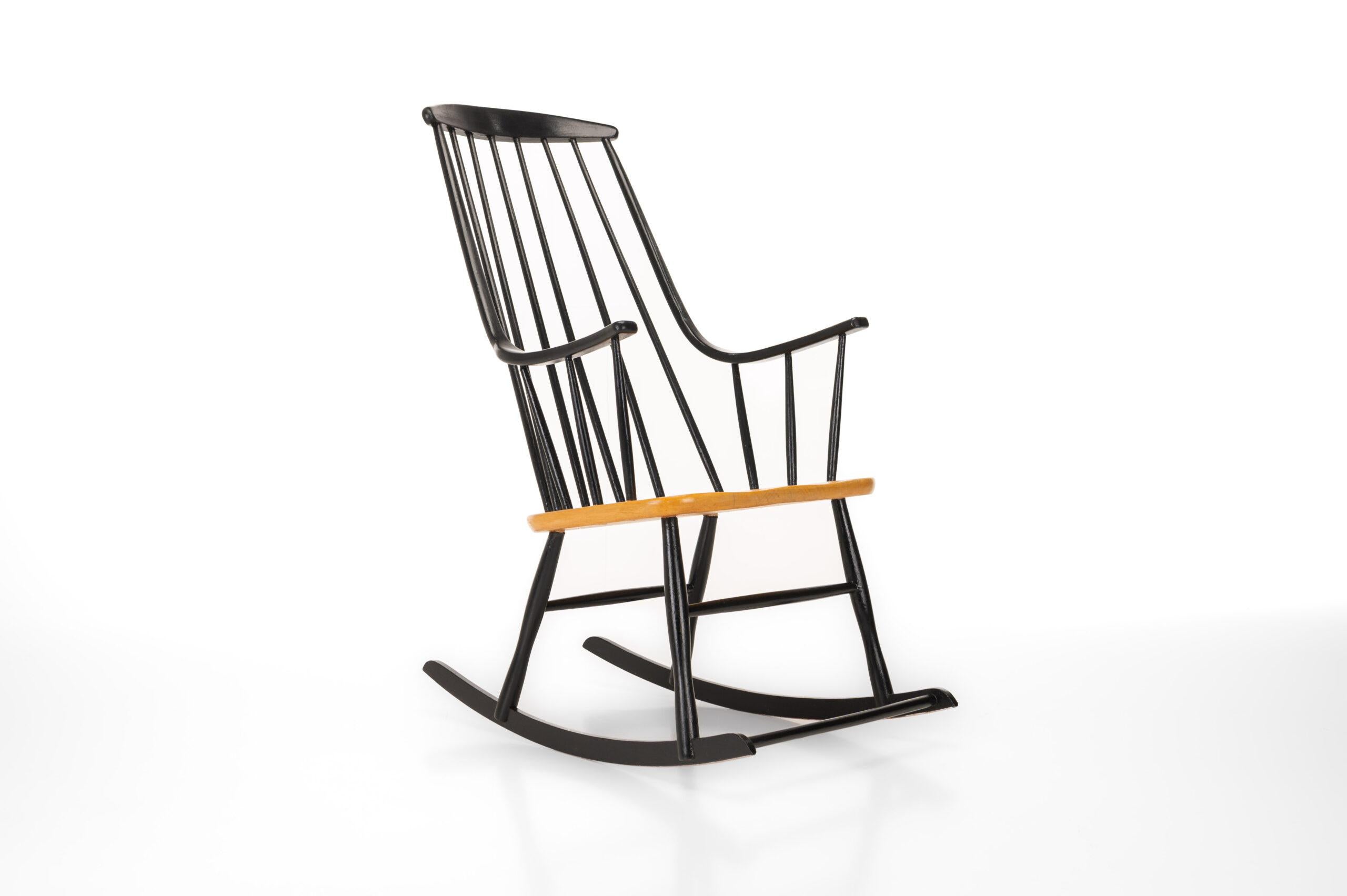Wood Vintage Rocking Chair by Lena Larsson for Nesto, Sweden, 1950s