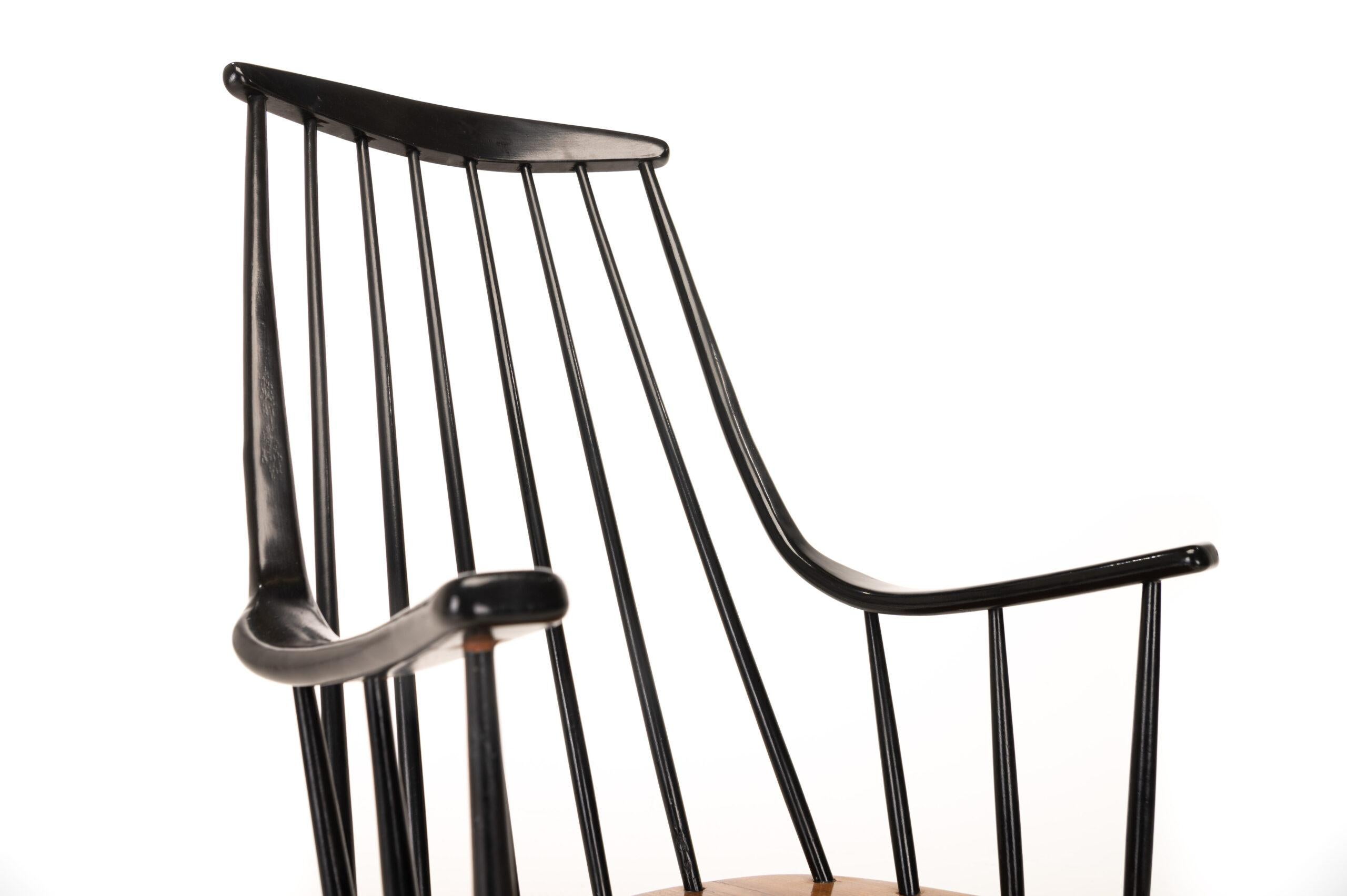Vintage Rocking Chair by Lena Larsson for Nesto, Sweden 1950s 2