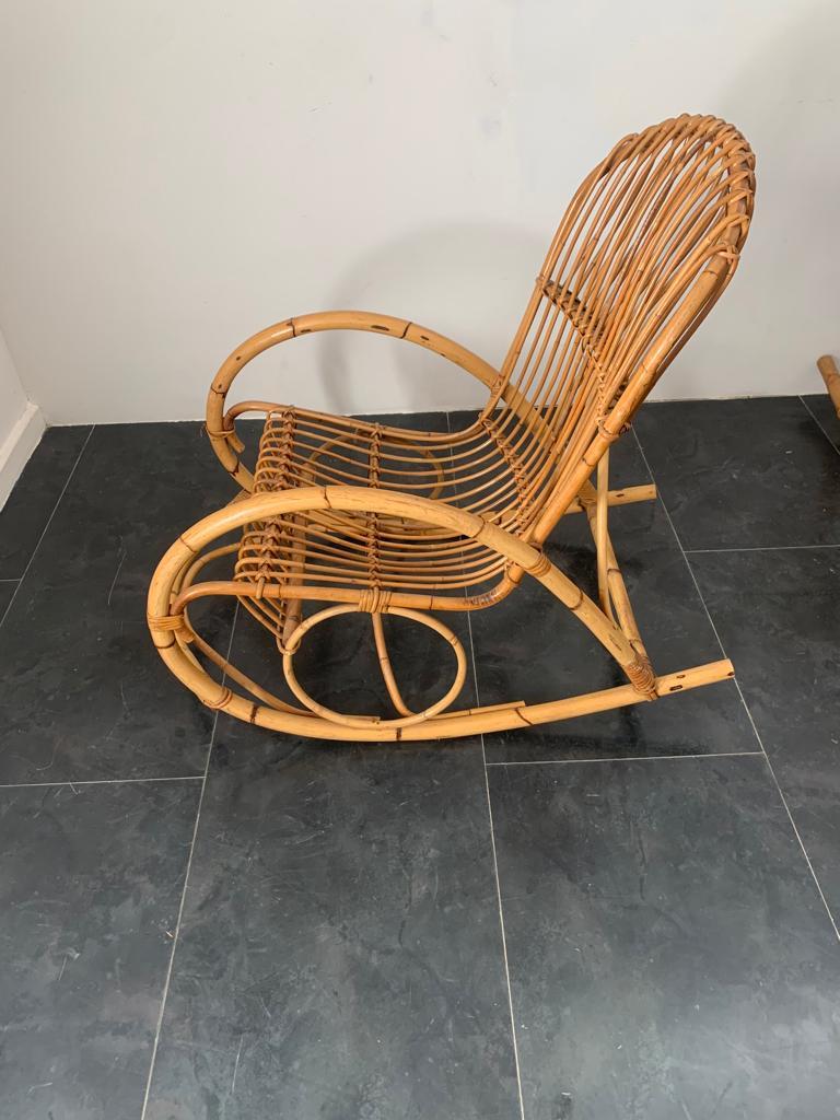 Vintage Rocking Chairs in Bamboo, 1960s, Set of 2 In Good Condition For Sale In Montelabbate, PU