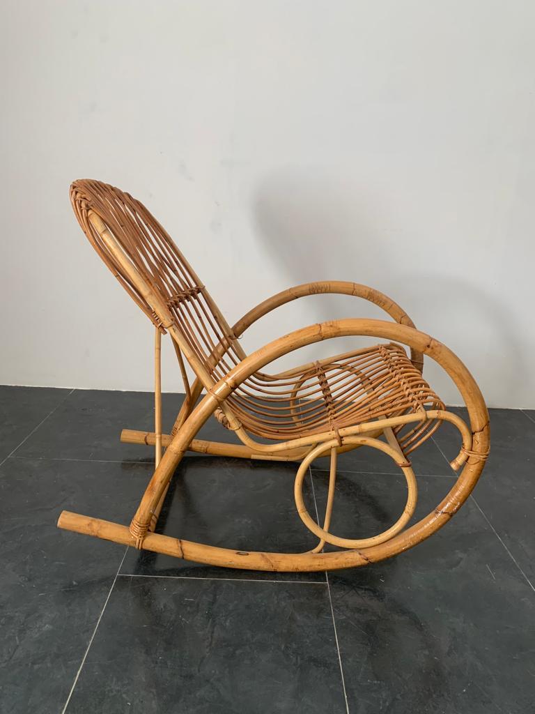 Mid-20th Century Vintage Rocking Chairs in Bamboo, 1960s, Set of 2 For Sale