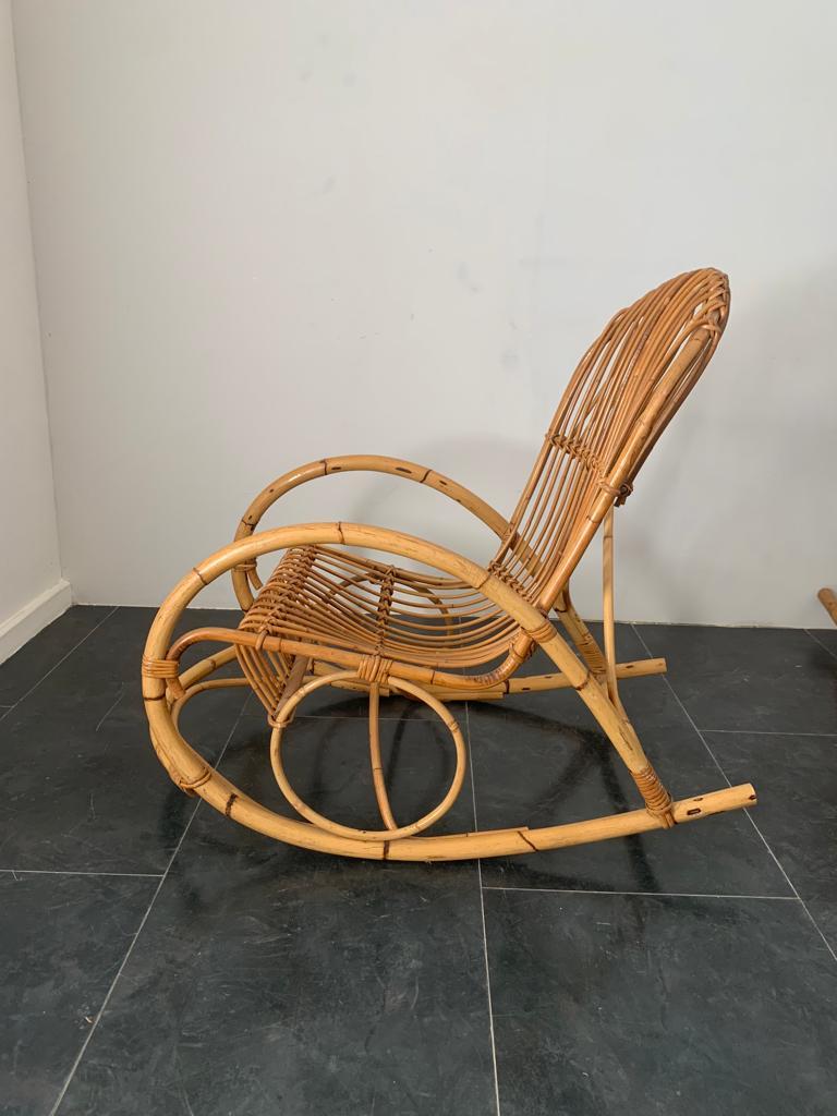Vintage Rocking Chairs in Bamboo, 1960s, Set of 2 For Sale 3