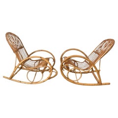 Retro Rocking Chairs in Bamboo, 1960s, Set of 2
