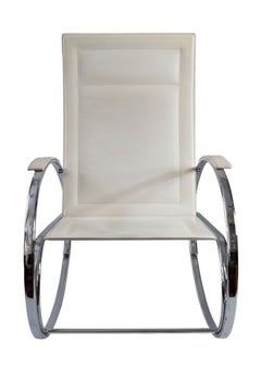 Vintage Rocking Chrome and Leather Armchair