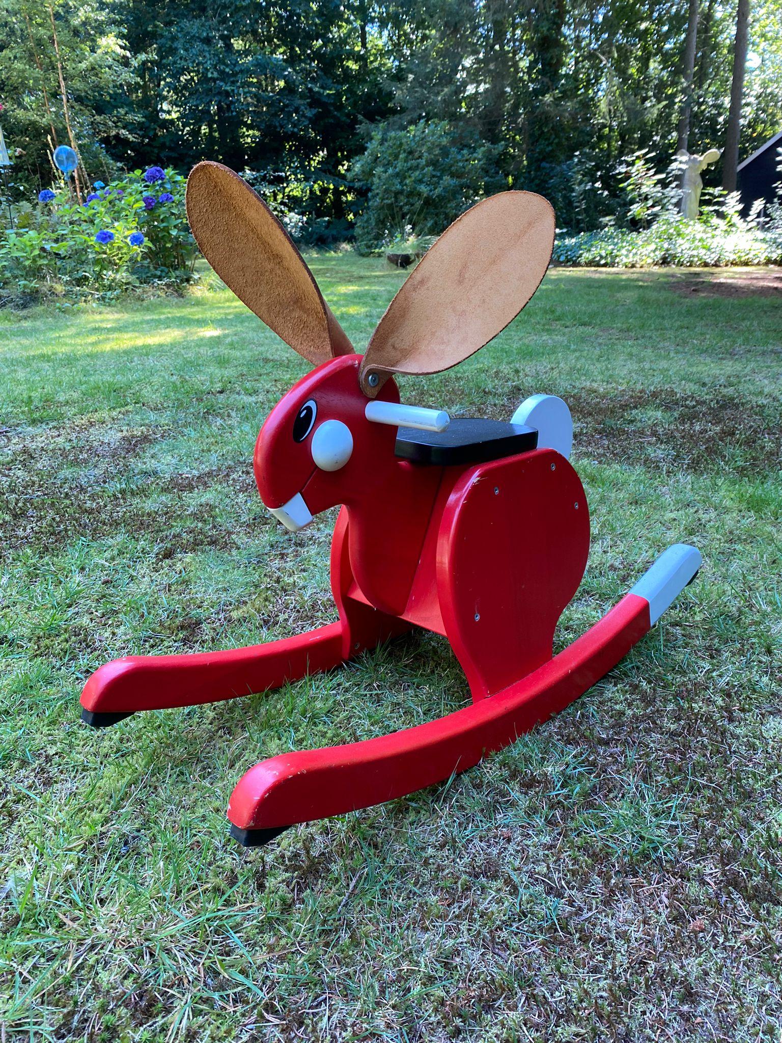 Swedish Vintage Rocking Rabbit Red by Björn Dahlström for Playsam For Sale