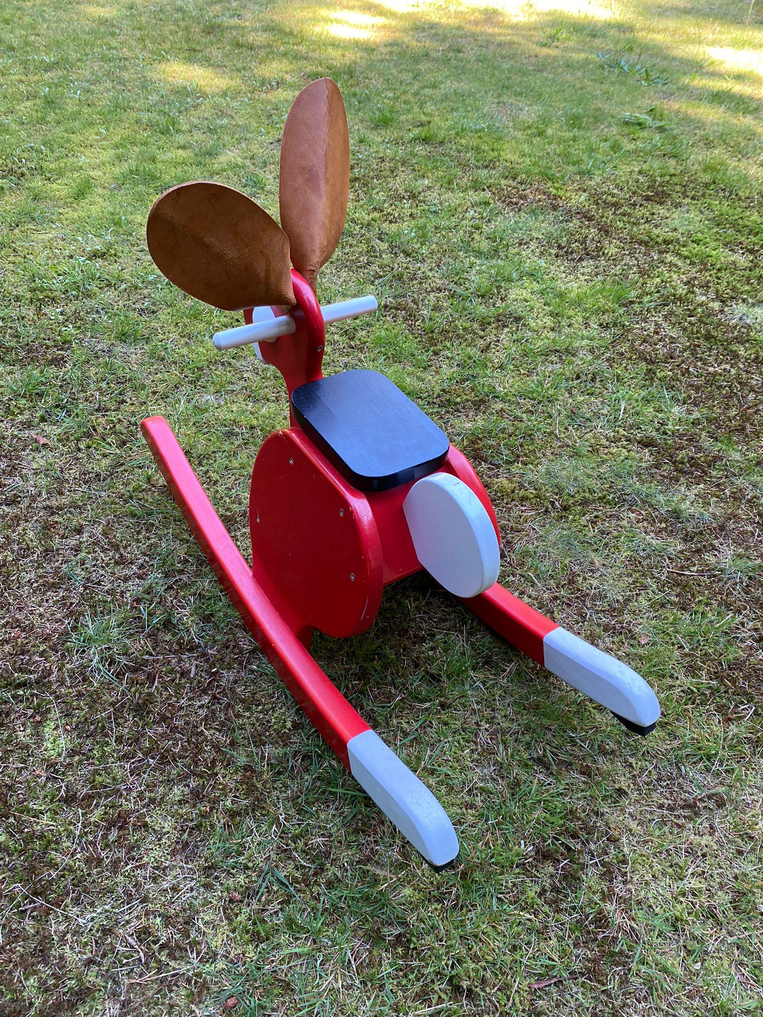 Late 20th Century Vintage Rocking Rabbit Red by Björn Dahlström for Playsam For Sale