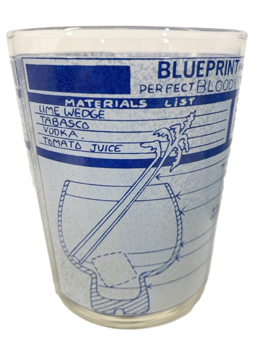 Vintage-Rocks-Gläser von Cera, „Blueprints for Perfect Cocktails“ (Moderne der Mitte des Jahrhunderts)