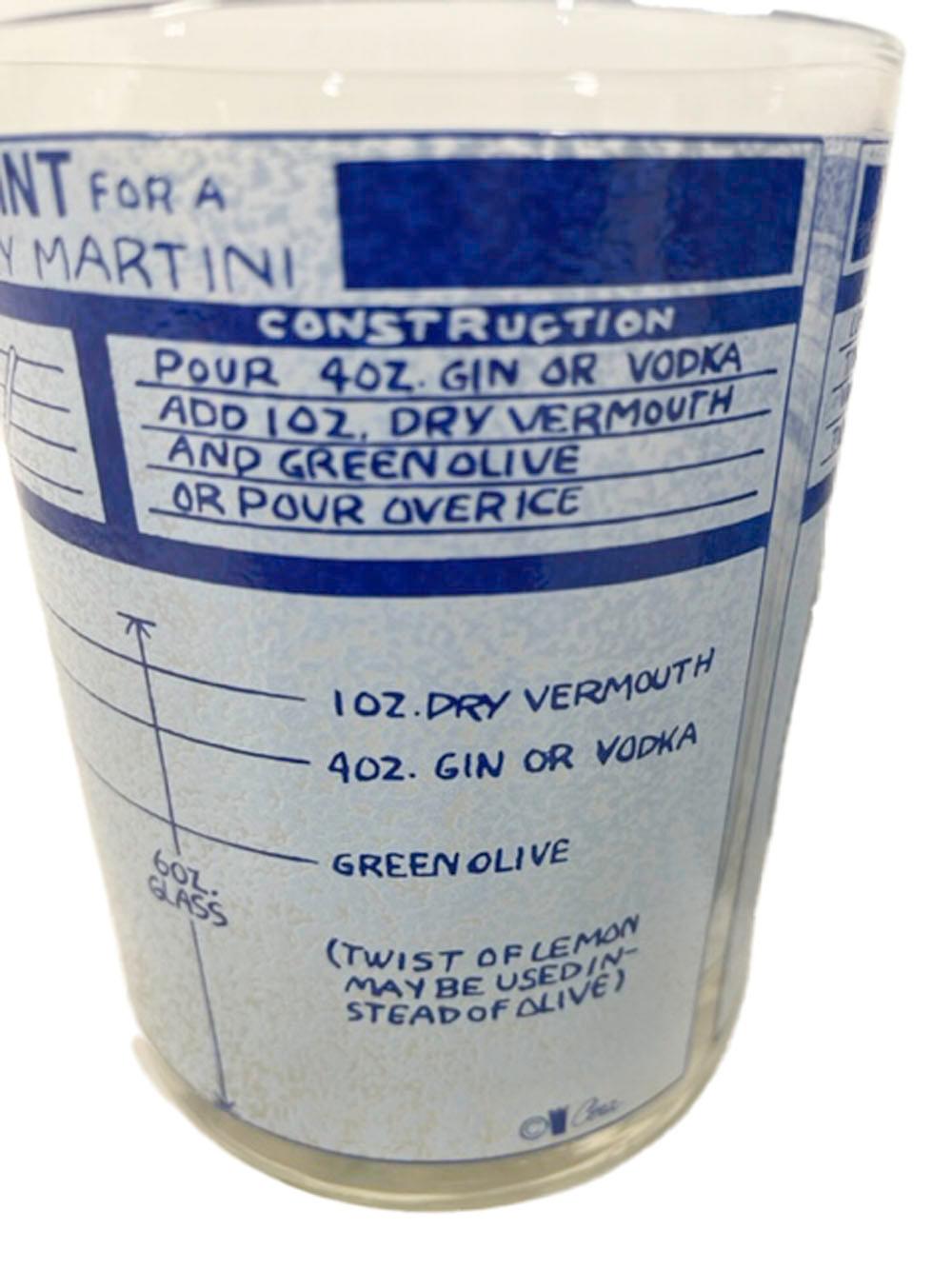 Vintage-Rocks-Gläser von Cera, „Blueprints for Perfect Cocktails“ im Zustand „Gut“ in Nantucket, MA