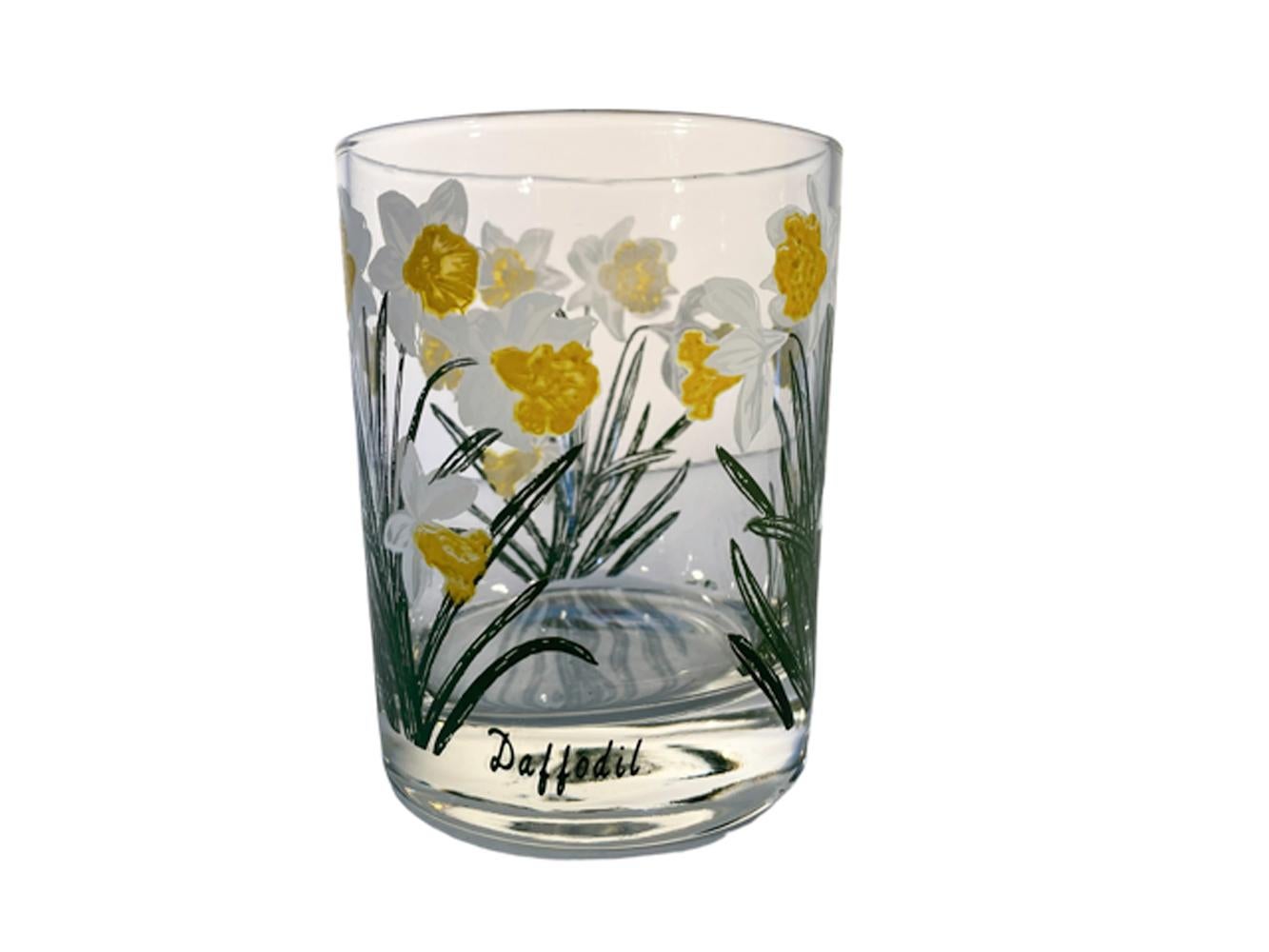 American Vintage Rocks Glasses by Cera Glassware in the 'Daffodil' Pattern For Sale