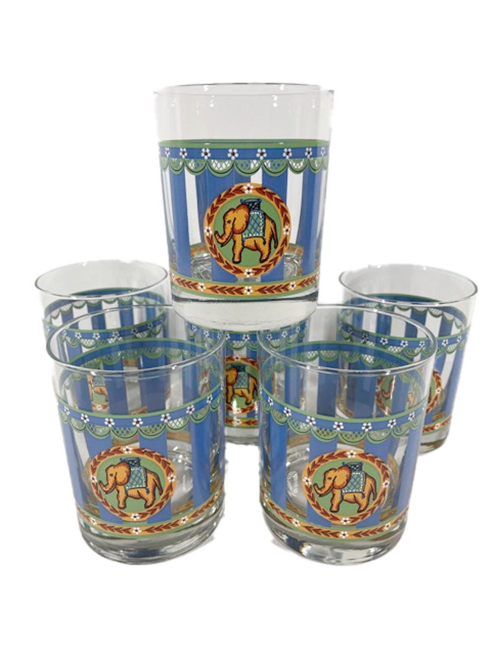 vintage blue and gold drinking glasses