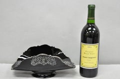 Vintage Rockwell Black Amethyst Glass Sterling Silver Overlay Centerpiece Dish
