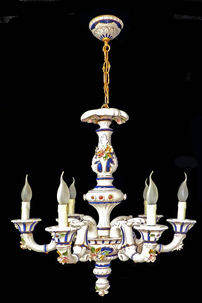 Vintage Rococo Capodimonte Italian Porcelain Chandelier ...