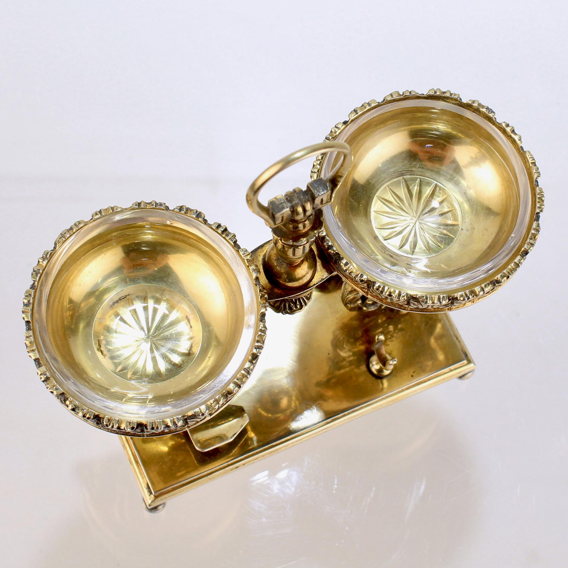 Vintage Rococo Style Figural Italian Gilt Silver Double Caviar Stand or Server For Sale 6