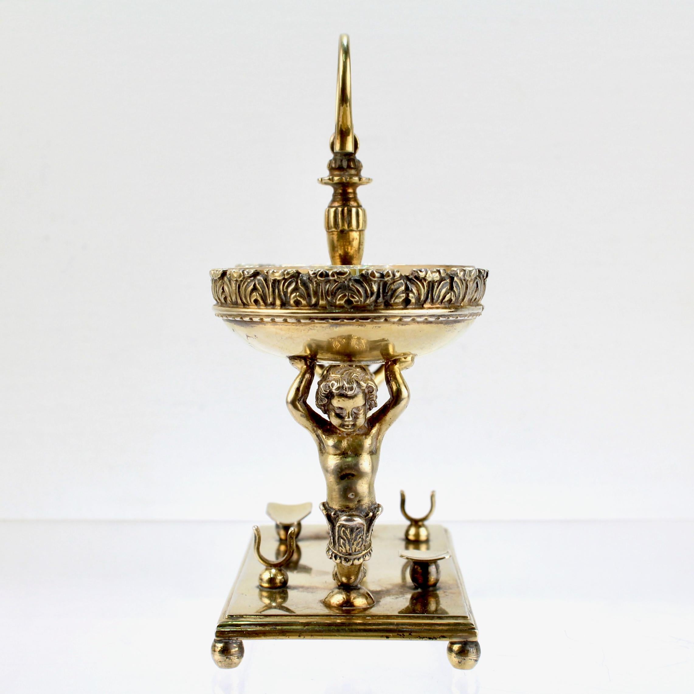 Women's or Men's Vintage Rococo Style Figural Italian Gilt Silver Double Caviar Stand or Server For Sale