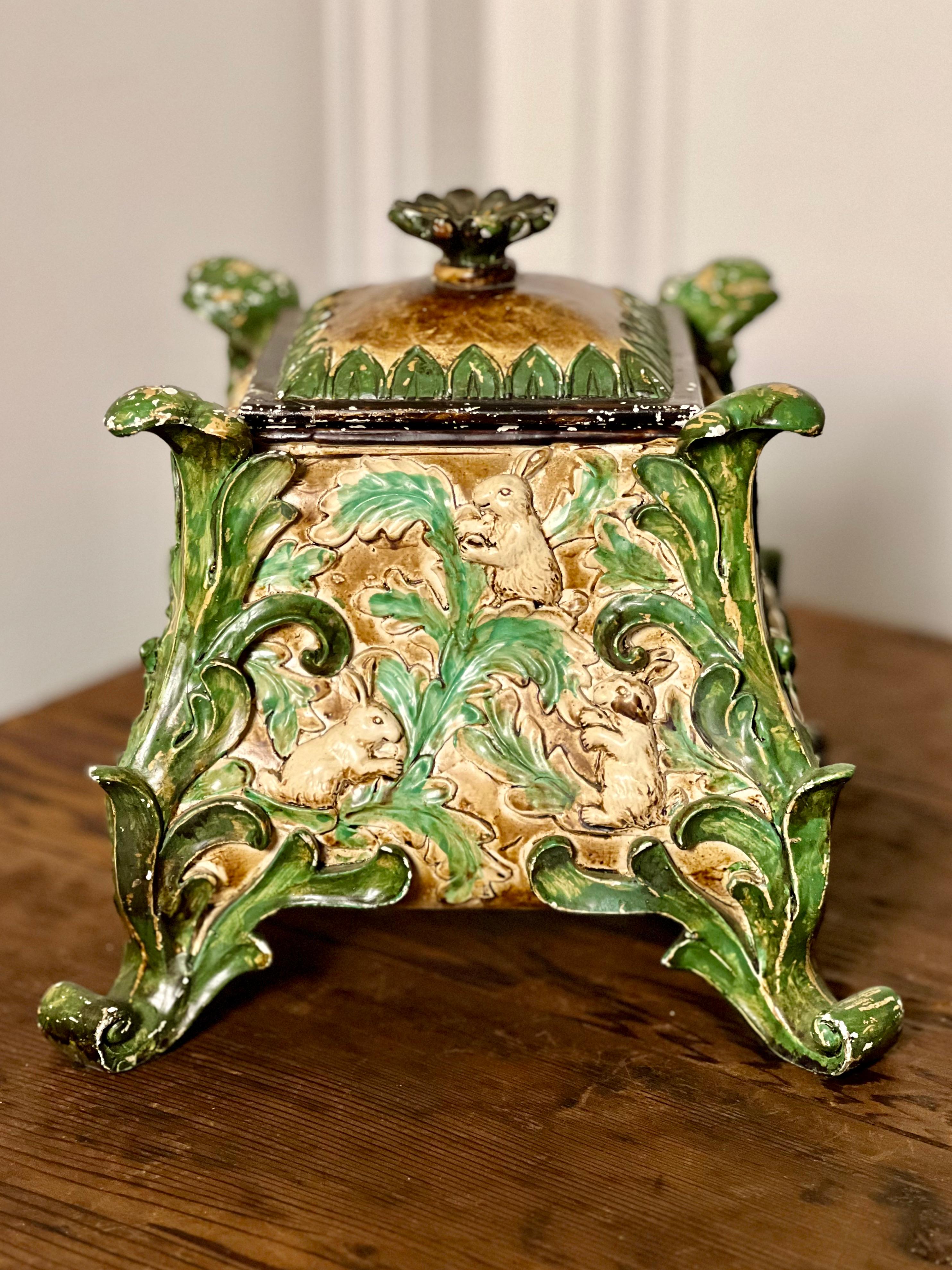 Vintage Rococo Style Paint Decorated Resin Table Box or Planter In Good Condition For Sale In Doylestown, PA