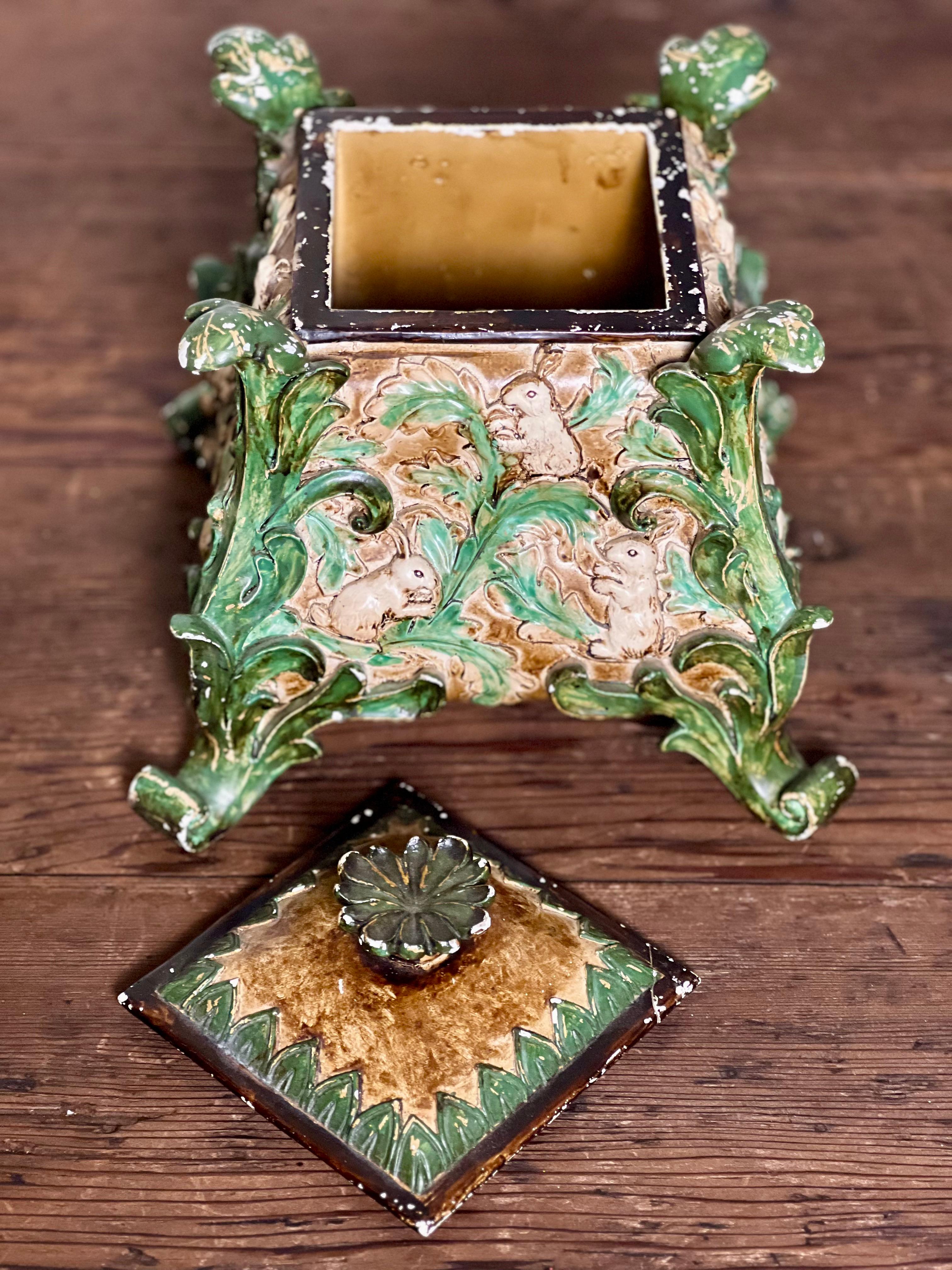 Vintage Rokoko Stil Farbe dekoriert Harz Tabelle Box oder Pflanzer im Angebot 2