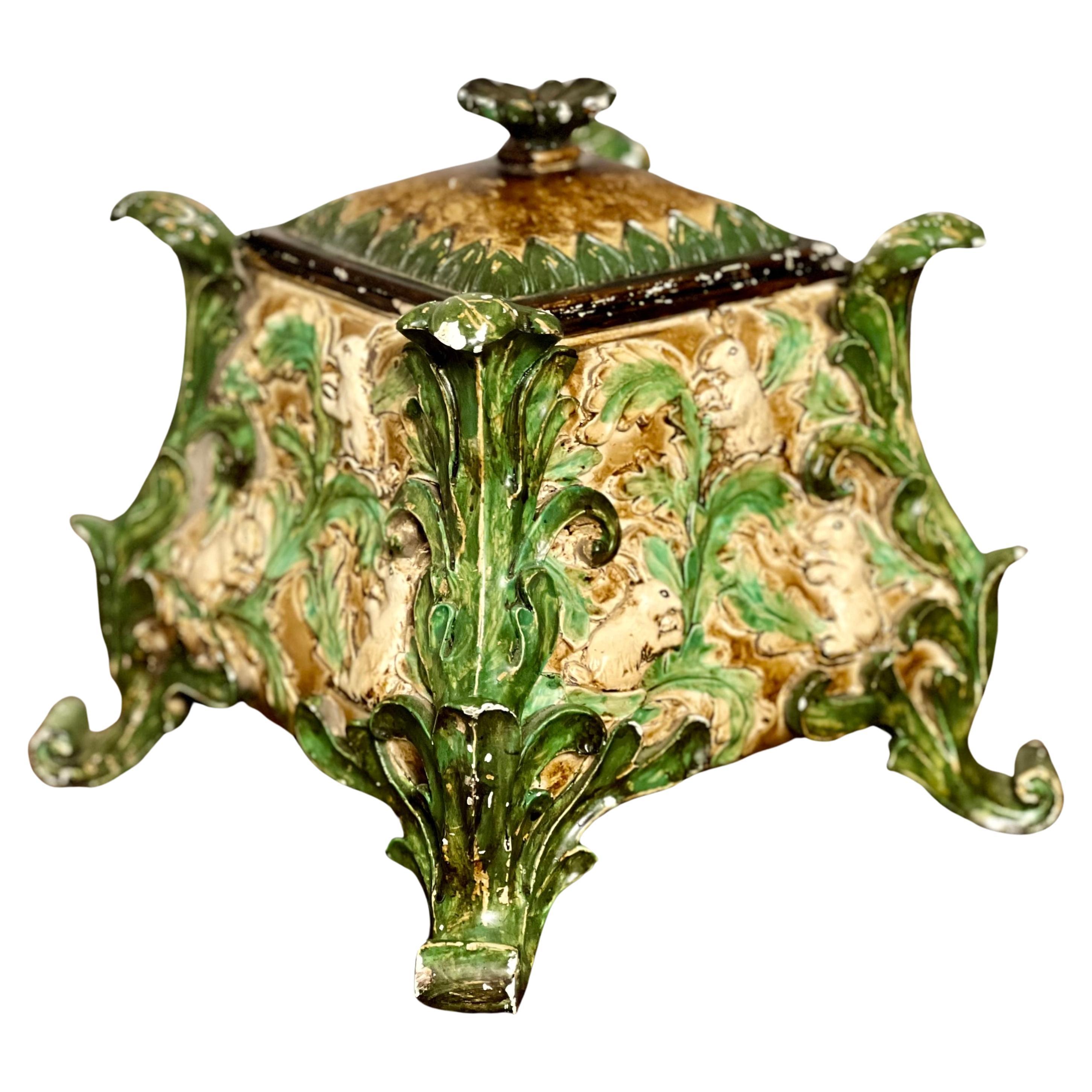 Vintage Rococo Style Paint Decorated Resin Table Box or Planter For Sale