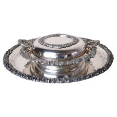 Vintage Rococo Style Silver Plated Entree Dish and Matching Salver