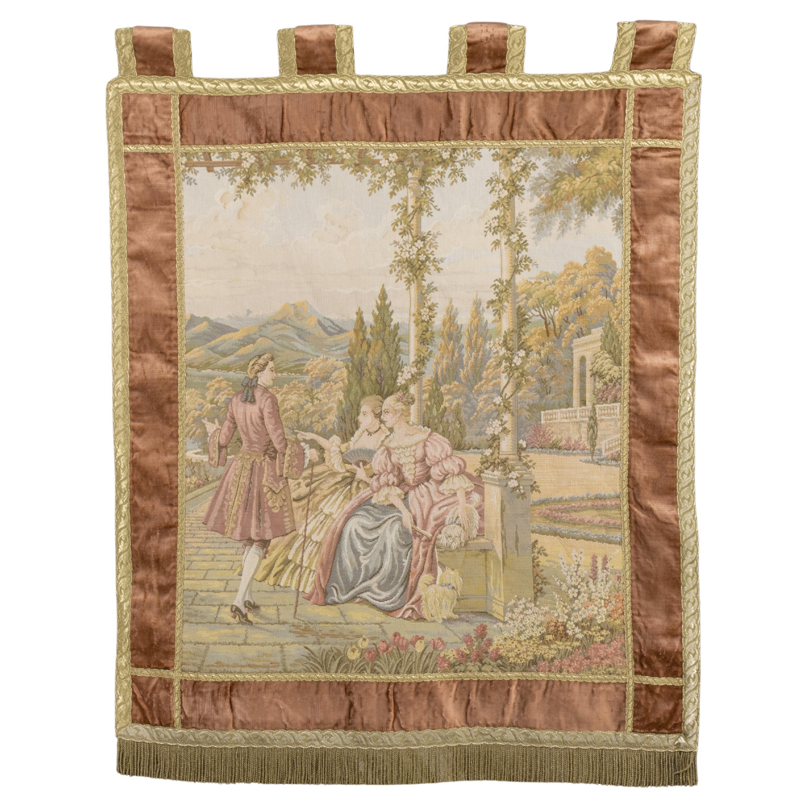 Vintage Rococo Style Tapestry Wall Hanging, Belgium