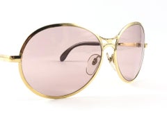 Vintage Rodenstock Bernina Gold Rose Lenses Oversized Sunglasses 1980's Germany