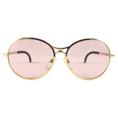 Vintage Rodenstock Bernina Gold Rose Lenses Oversized Sunglasses 1980's Germany