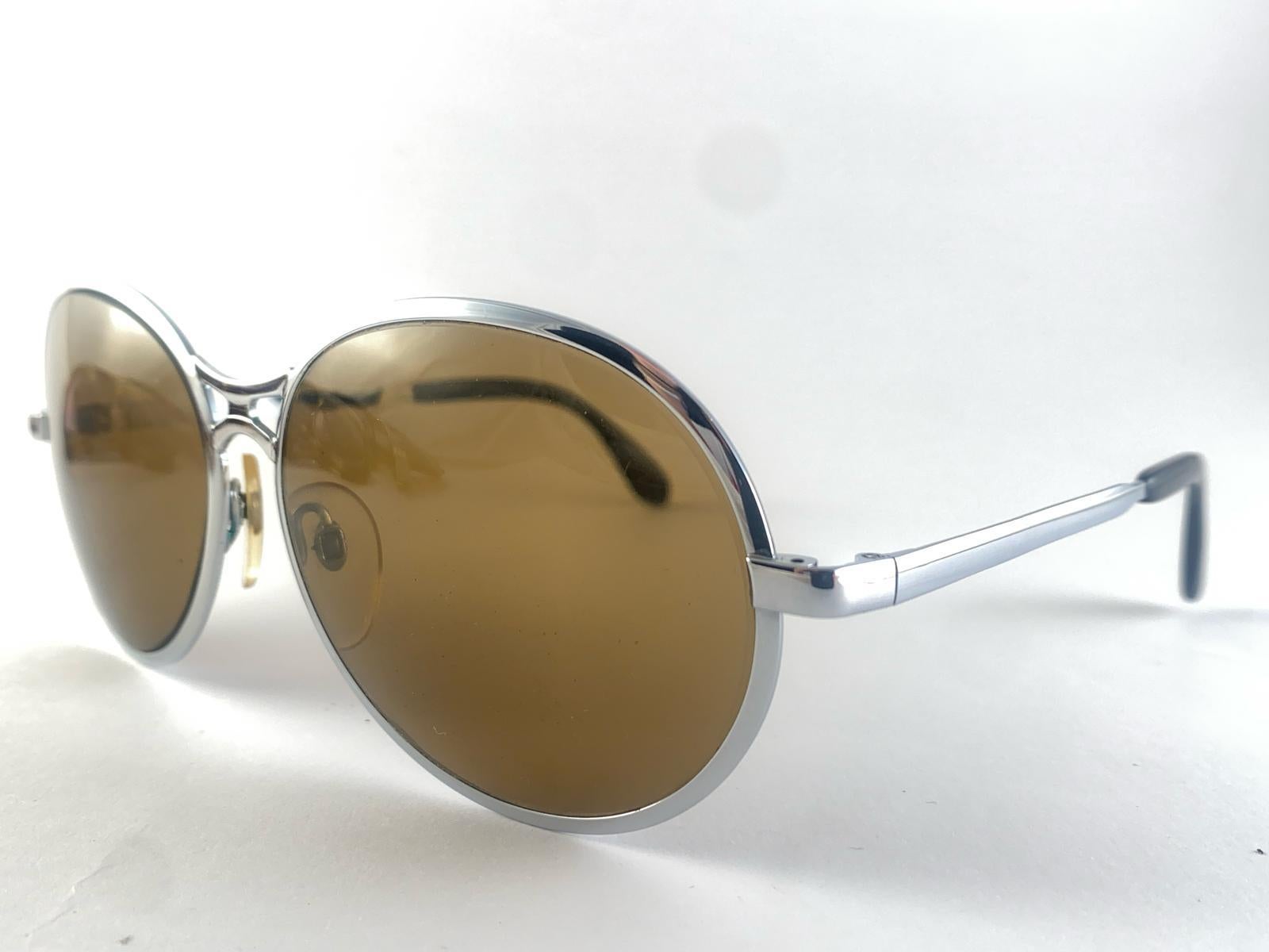 Vintage Rodenstock Bernina Lentes marrones plateados Gafas de sol de gran tamaño Marrón en venta