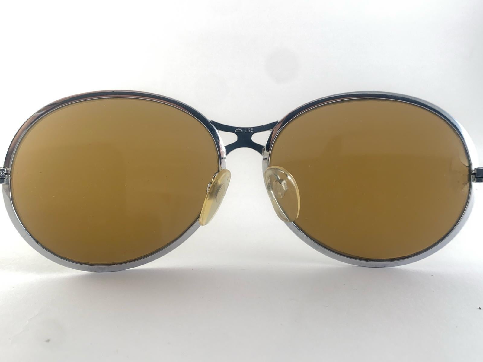 Femenino o masculino Vintage Rodenstock Bernina Lentes marrones plateados Gafas de sol de gran tamaño en venta