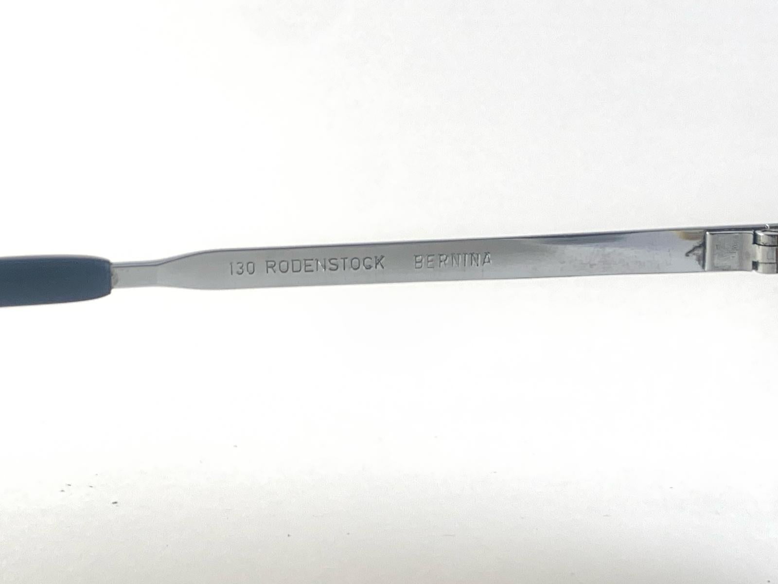 Vintage Rodenstock Bernina Lentes marrones plateados Gafas de sol de gran tamaño en venta 1