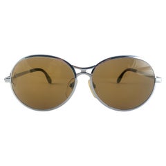 Vintage Rodenstock Bernina Lentes marrones plateados Gafas de sol de gran tamaño