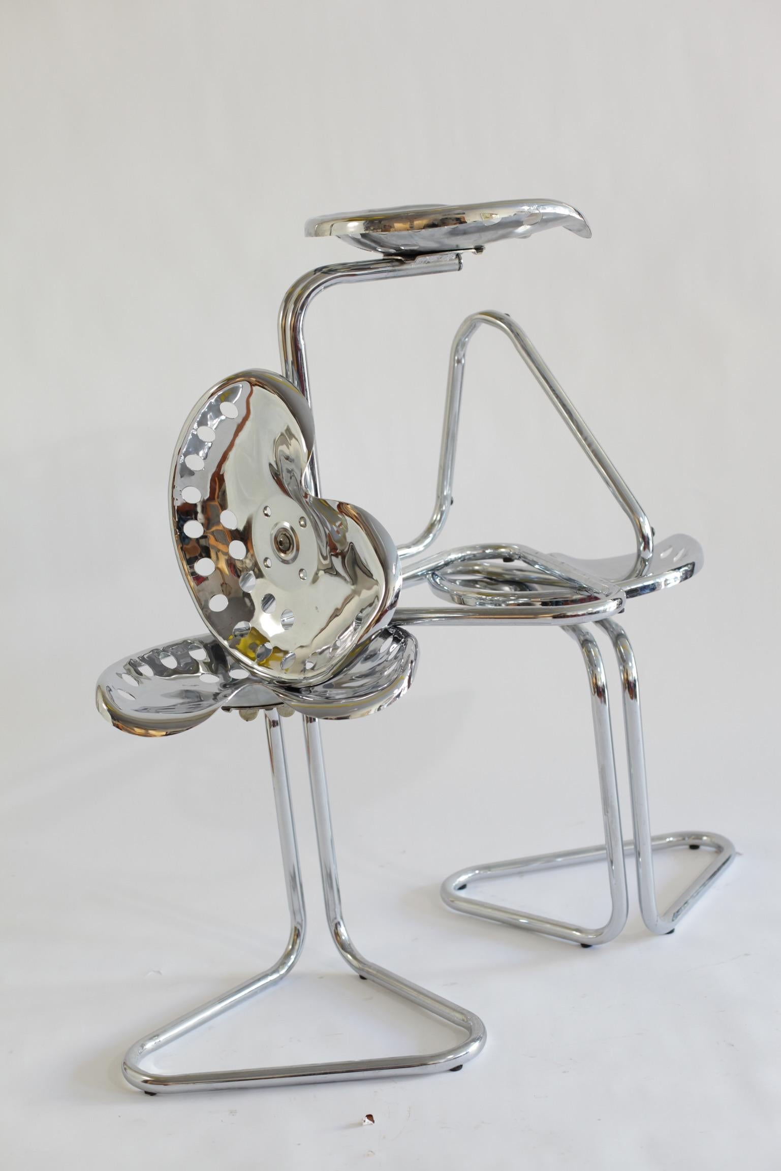 Mid-20th Century Vintage Rodney Kinsman Chrome Tractor Stools For Sale