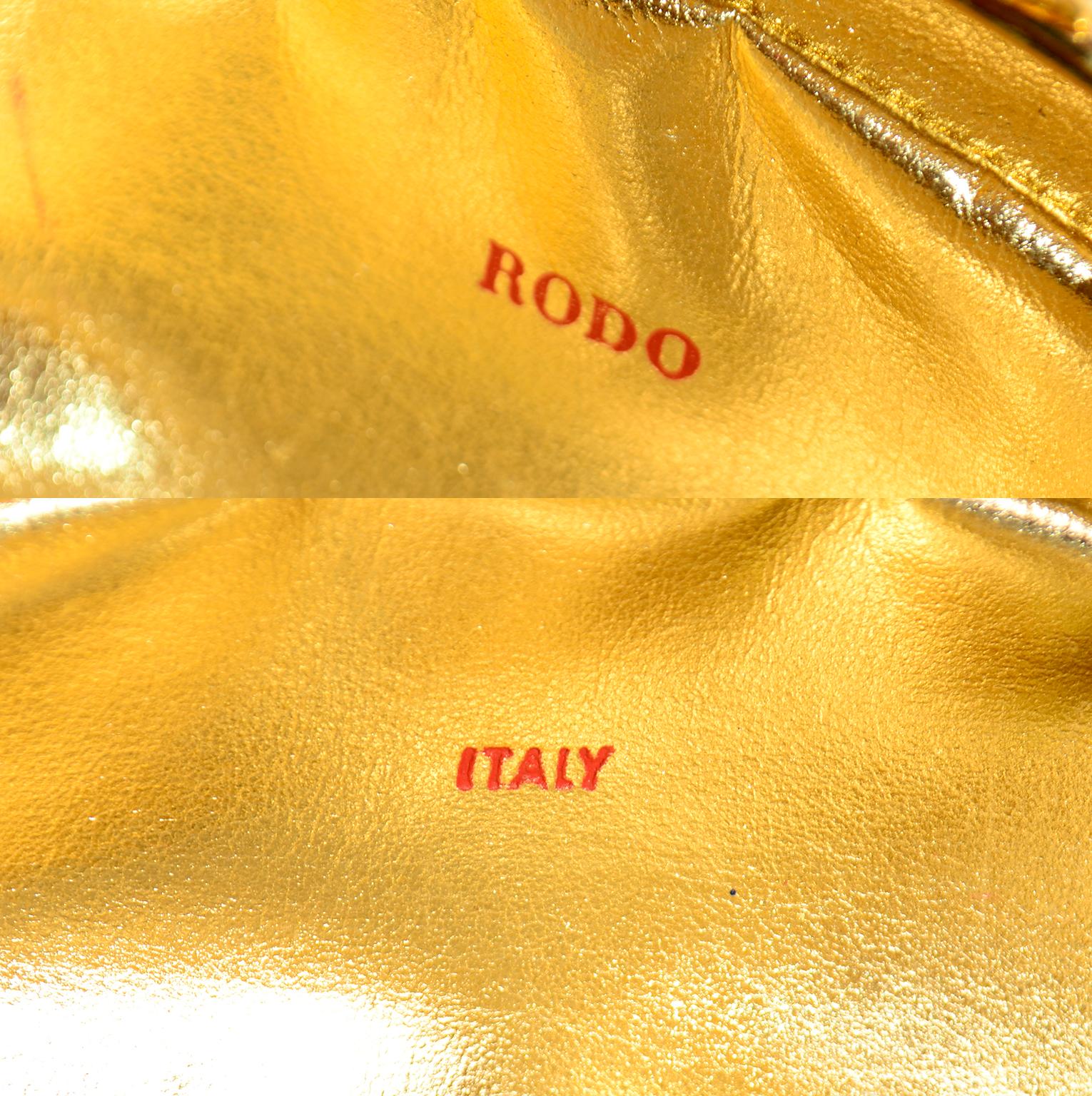 Borsa Rodo Oro Custodia rigida Pochette ovale con tracolla e chiusura con strass 5