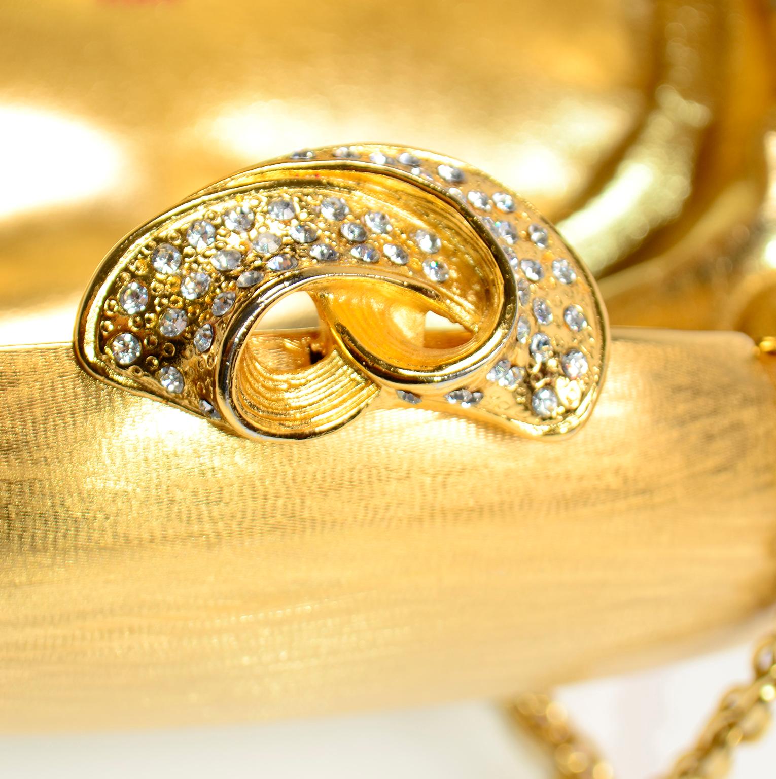 Borsa Rodo Oro Custodia rigida Pochette ovale con tracolla e chiusura con strass 3