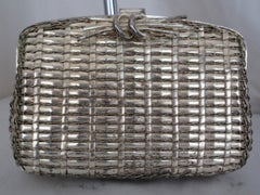 Vintage Rodo Silber-Korbgeflecht-Metall-Clutch / Cocktail-Tasche