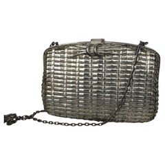 Vintage Rodo Silber-Korbgeflecht-Metall-Clutch / Cocktail-Tasche