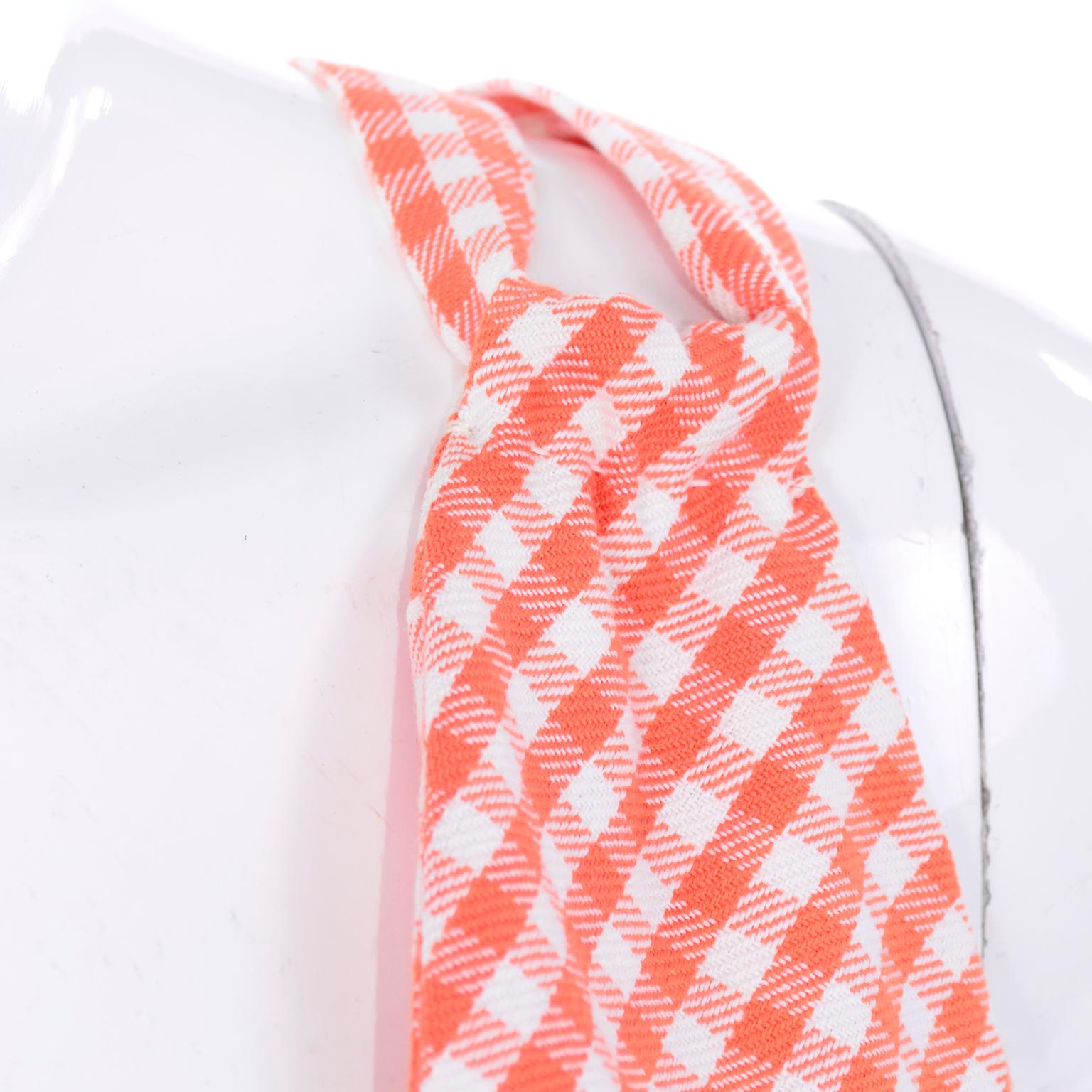 Vintage Rodrigues Orange & White Gingham Summer Dress W/ Pockets & Tie Belt 6/8 7