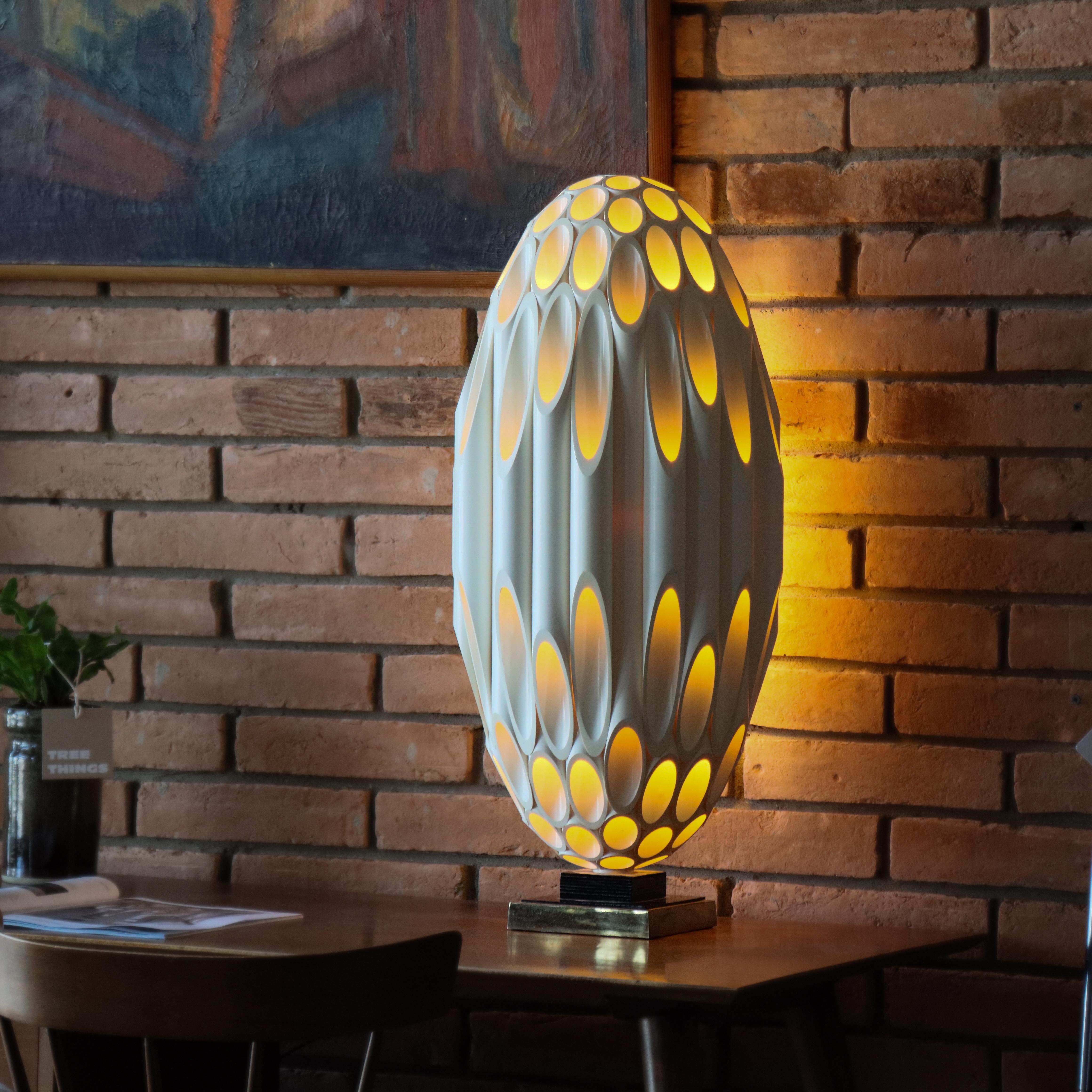 Mid-Century Modern Vintage Roger Rougier “Tube” Table Lamp, 1970s Canada, Mod, Space Age