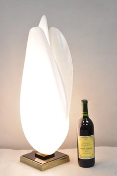 Vintage Roger Rougier White Acrylic Clam Shell Mid Century Modern Table Lamp