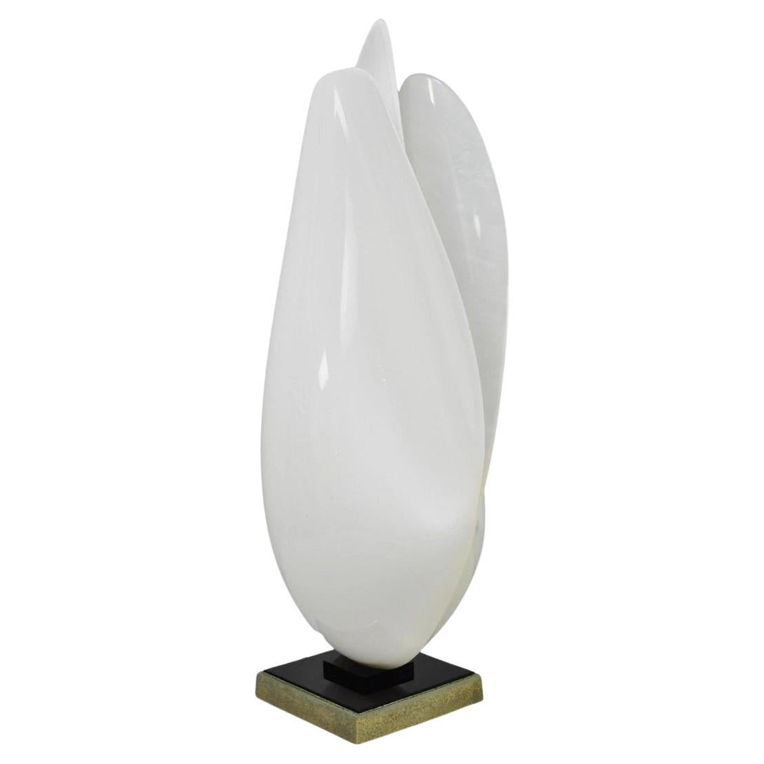 Vintage Roger Rougier White Acrylic Clam Shell Mid Century Modern Table Lamp