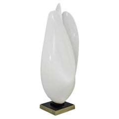 Vintage Roger Rougier White Acrylic Clam Shell Mid Century Modern Table Lamp