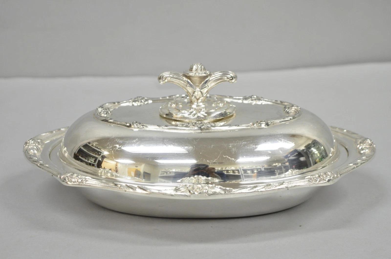 Piatto da portata Rogers 1881 Glenrose placcato in argento con coperchio per verdure in vendita 4