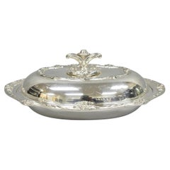 Piatto da portata Rogers 1881 Glenrose placcato in argento con coperchio per verdure