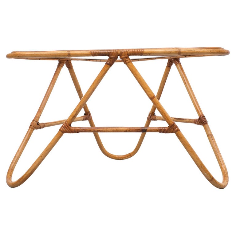 Vintage Rohé Wicker Coffee Table, Dutch, 1950s For Sale at 1stDibs