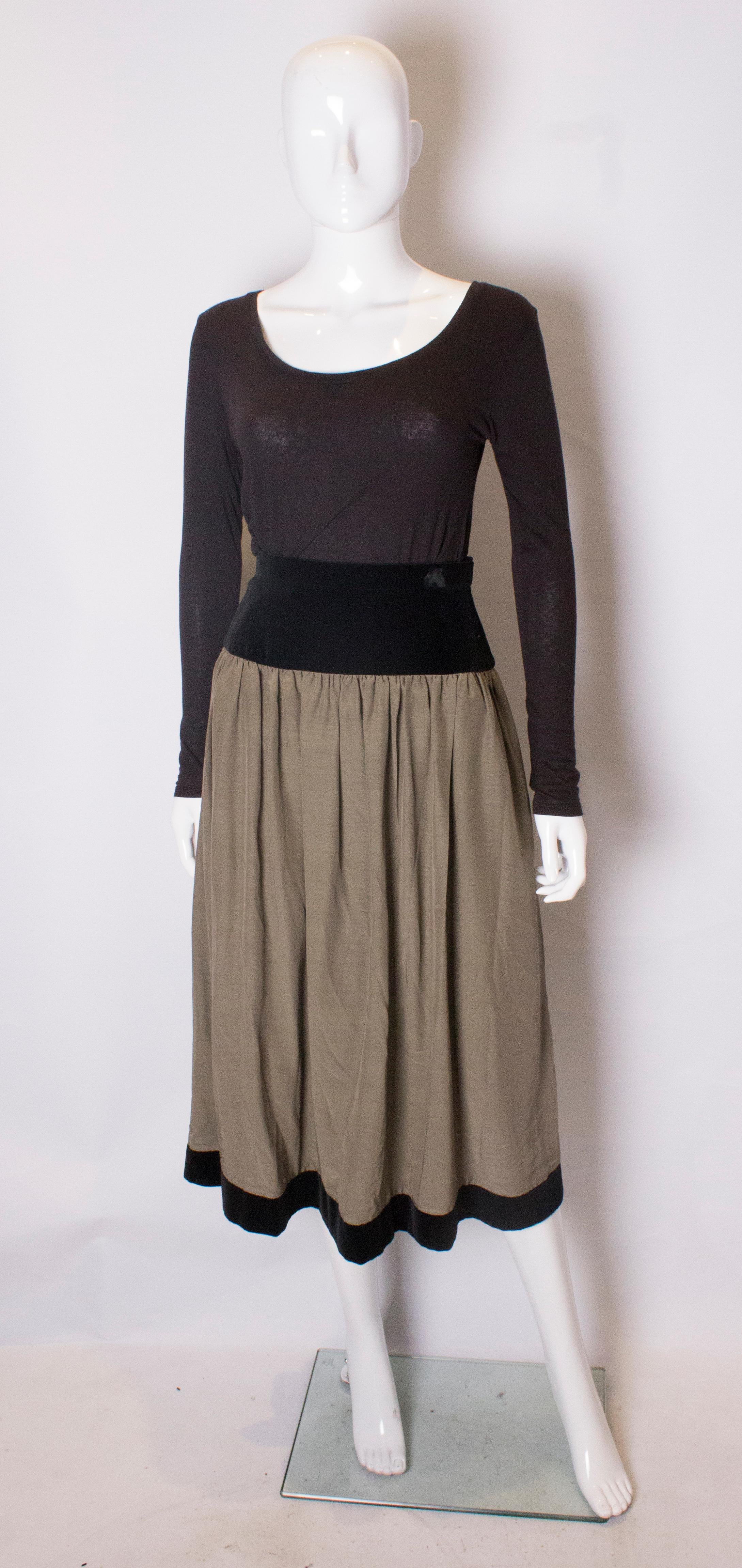 Gray Vintage Roland Klein  Black Velvet and Grey  Silk Skirt For Sale