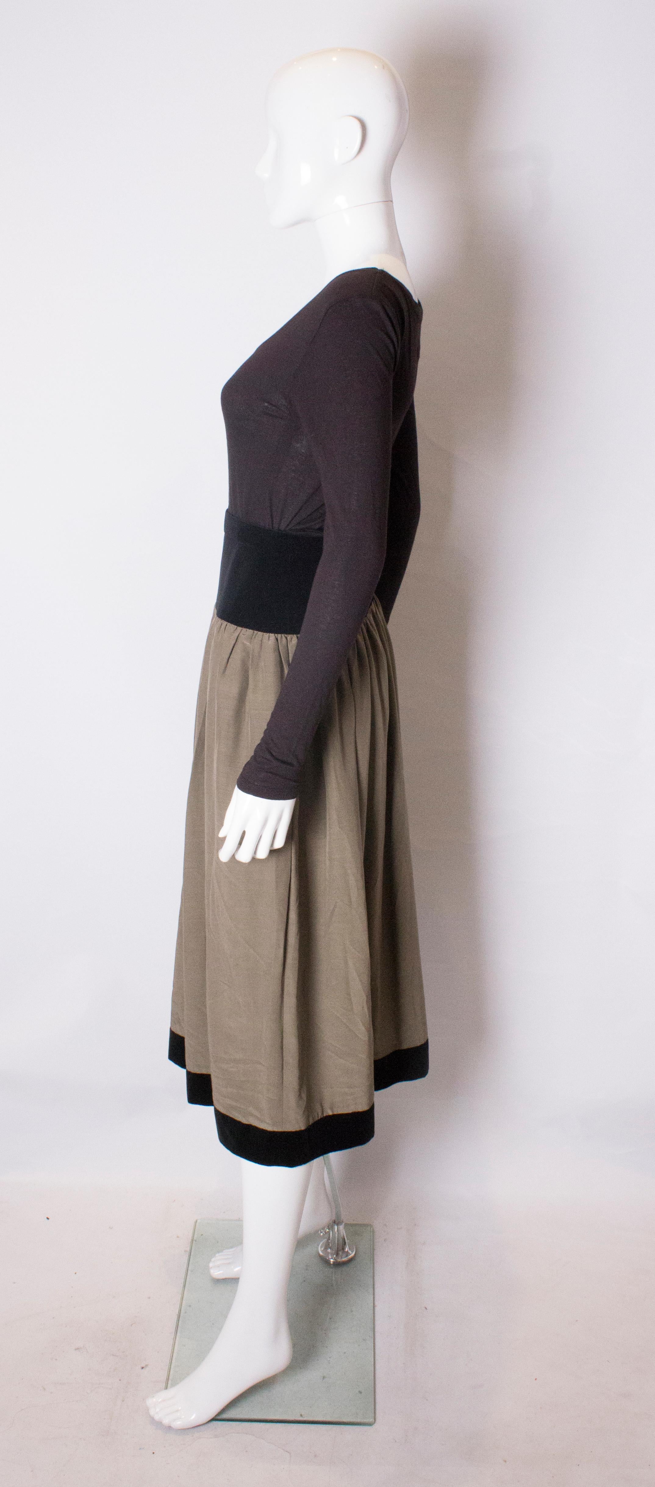 Women's Vintage Roland Klein  Black Velvet and Grey  Silk Skirt For Sale