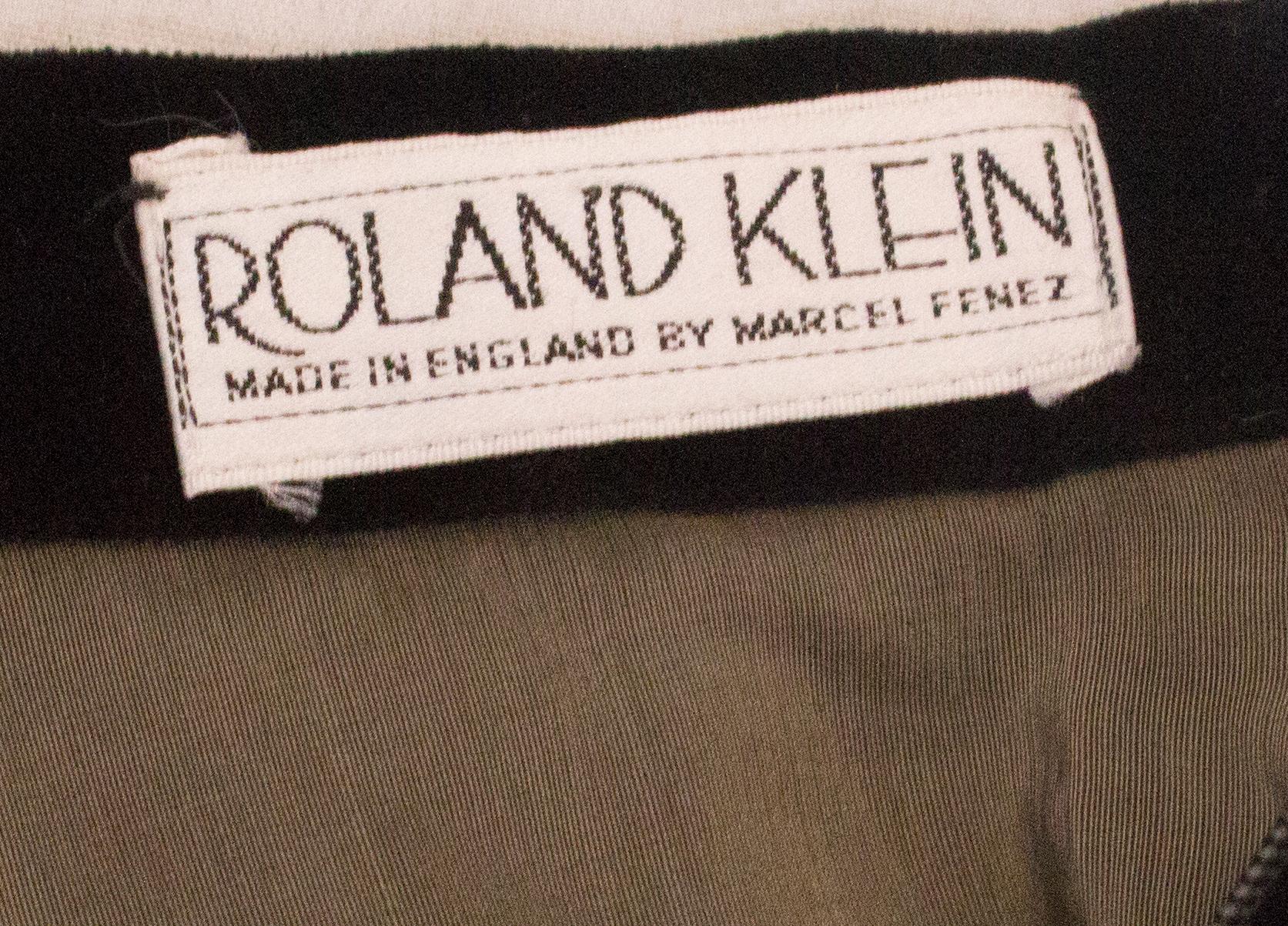 Vintage Roland Klein  Black Velvet and Grey  Silk Skirt For Sale 3