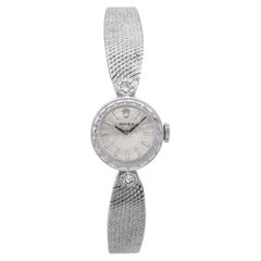 Vintage Rolex 14k White Gold Diamond Cocktail Hand Wind Ladies Watch
