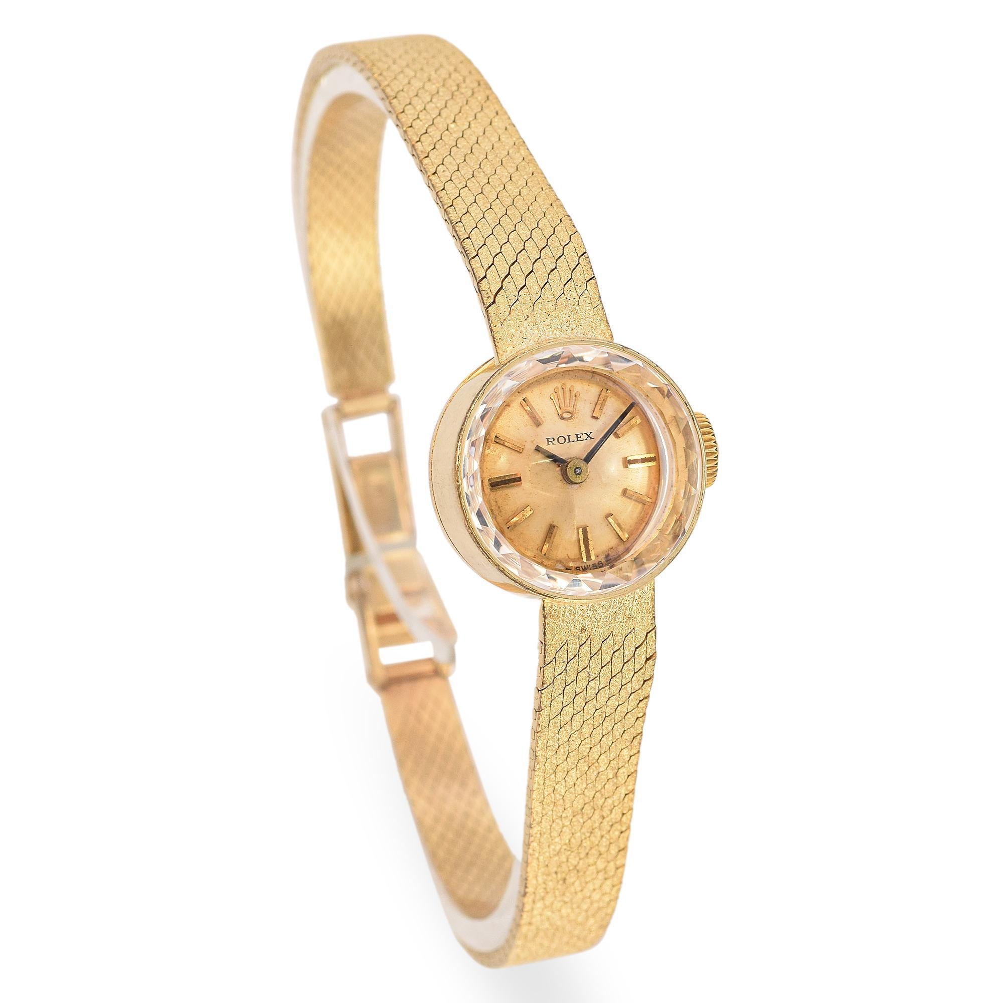 Vintage Rolex 14k Gelbgold Orchidee Damenuhr im Zustand „Gut“ im Angebot in New York, NY