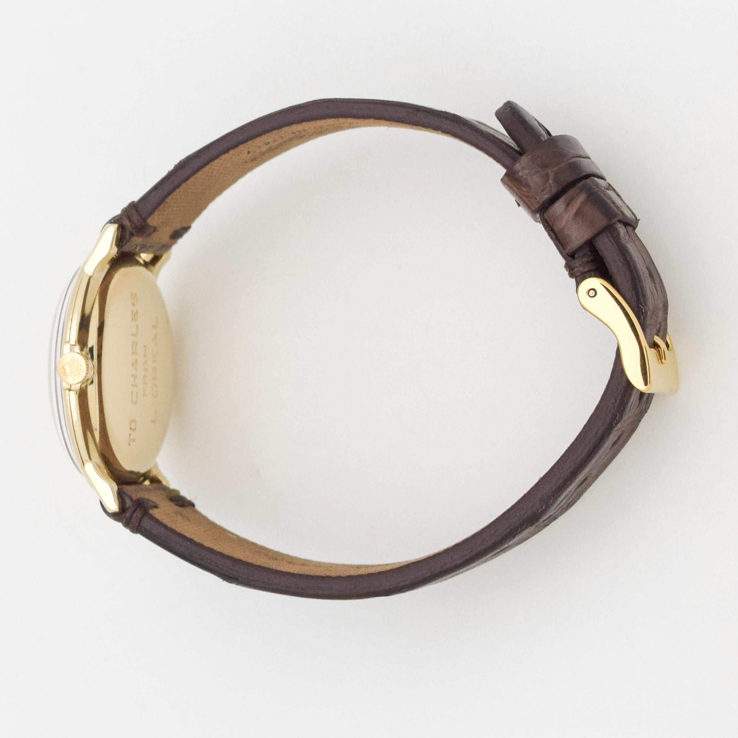 Women's or Men's Vintage Rolex 14 Karat Yellow Gold Watch with a Salmon Dial, 1960s For Sale