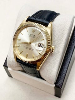 Vintage Rolex 1601 Datejust 18 Karat Yellow Gold with Leather Band, circa 1959